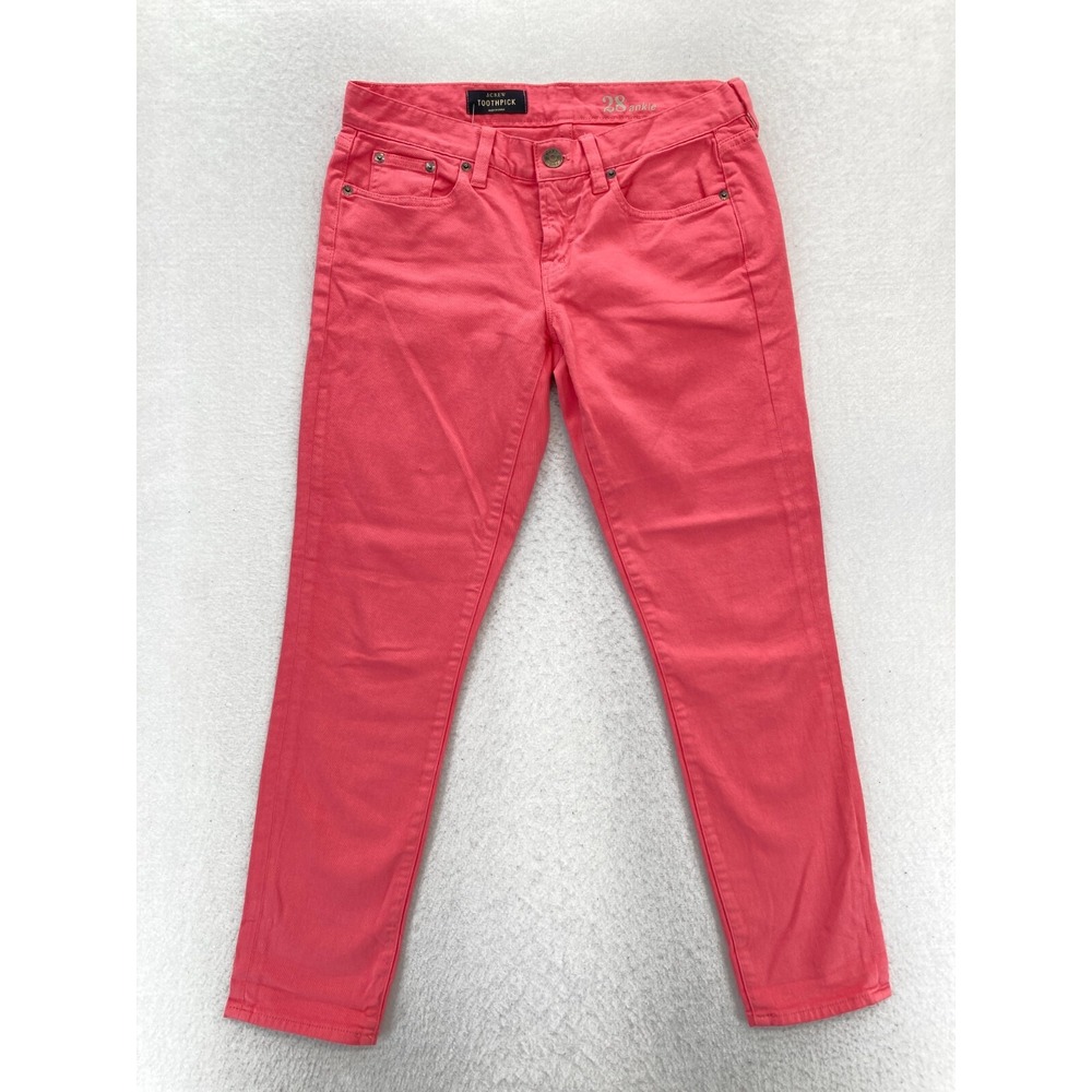 J.Crew Toothpick Jeans Women's 28 Pink Stretch Denim Mid Rise Skinny Ankle NWT